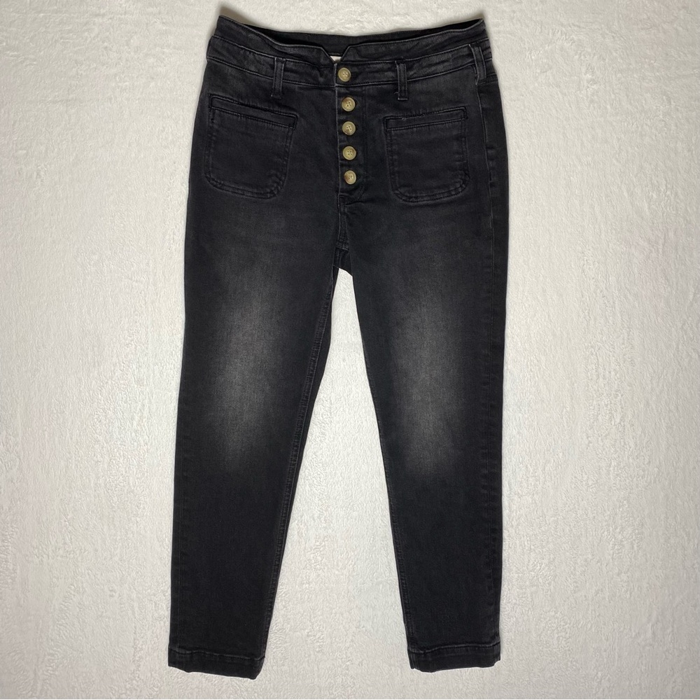 PILCRO The LETTERPRESS Anthropology Sz 27 Black Jeans Distress Button Fly - Picture 2 of 12